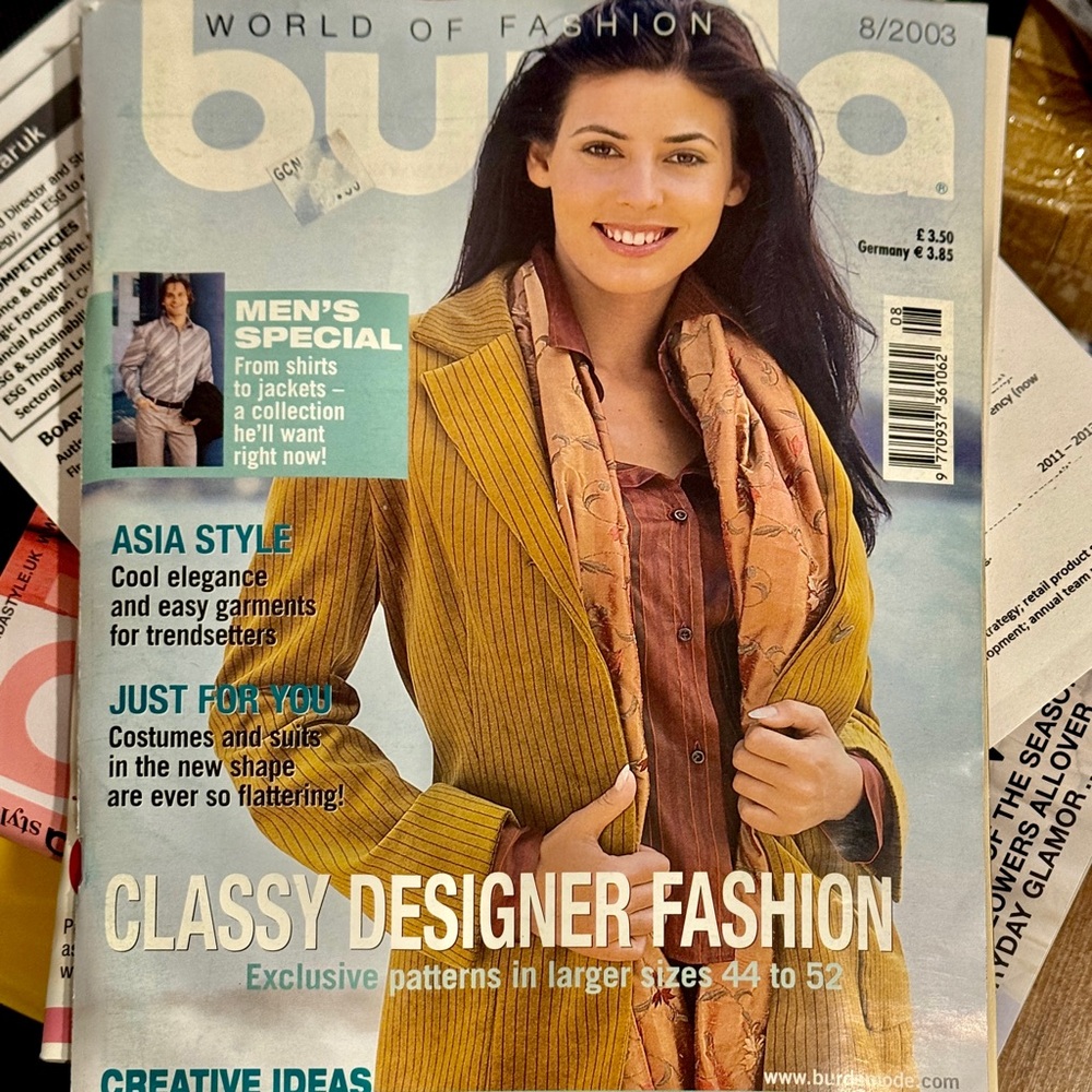 NEW Burda Style Magazine / 40+ Patterns/ Women + Men / August 2003